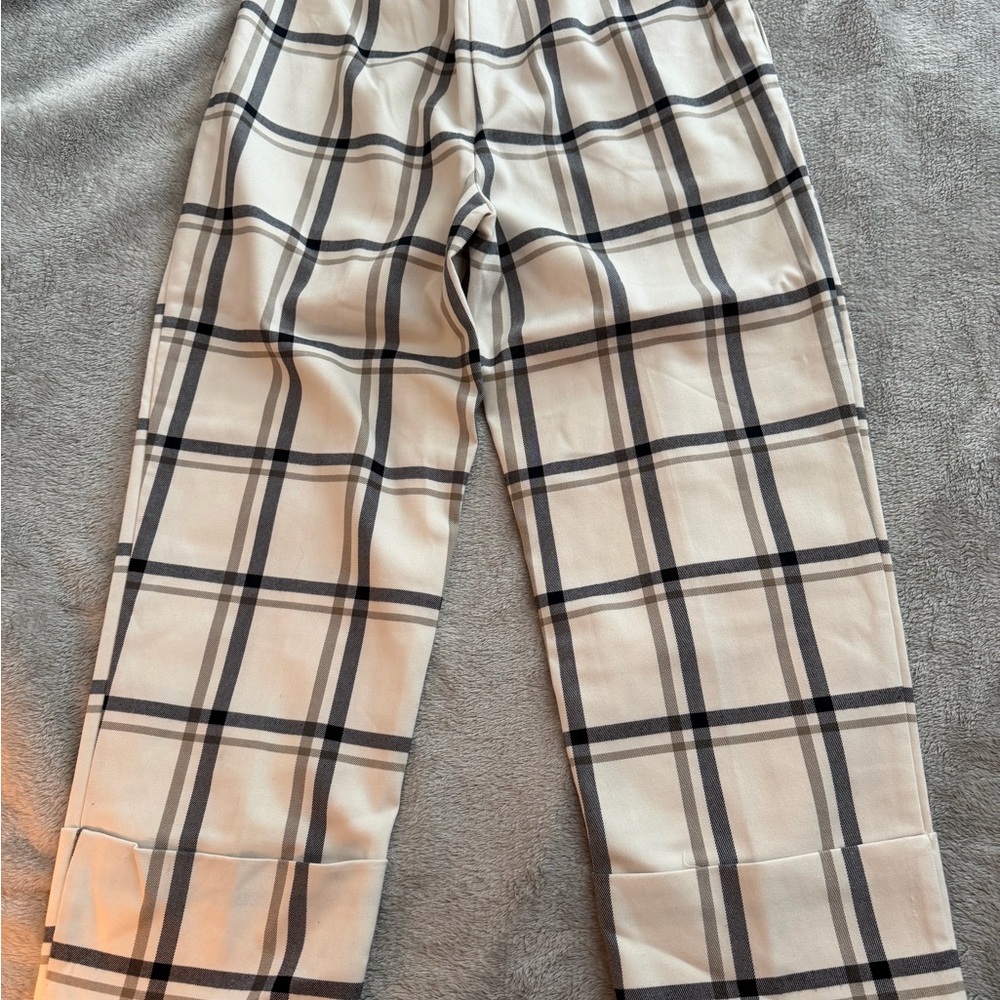 Zara Checkered Pants - Navy, Gray and Cream